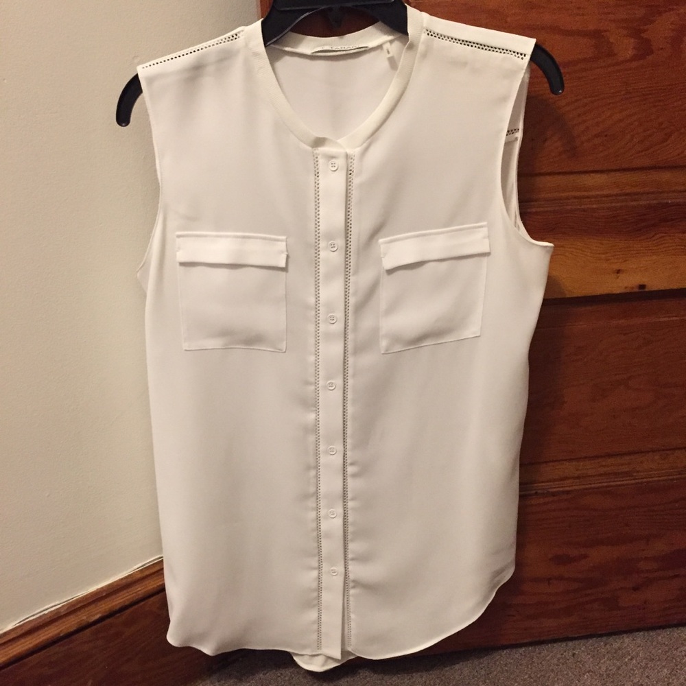 T Tahari White Jersey back Tank Size S